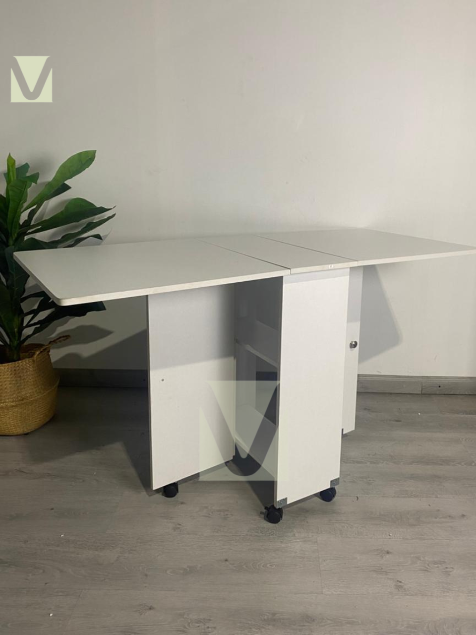 Mesa de comedor plegable extensible blanca 140x60cm