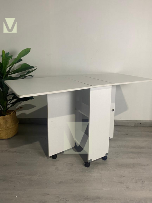Mesa de comedor plegable extensible blanca 140x60cm