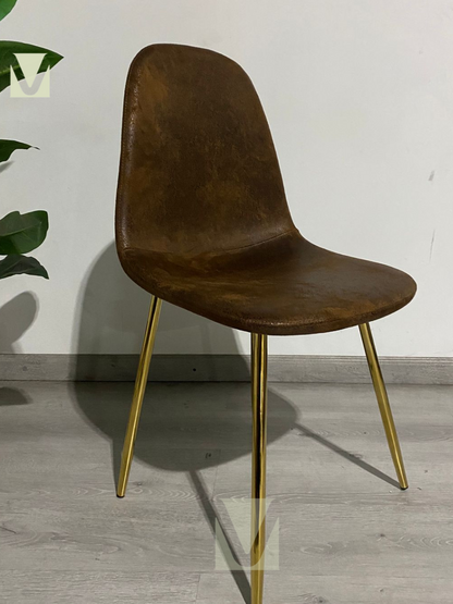 Silla Paris Ecocuero Vintage Patas Doradas