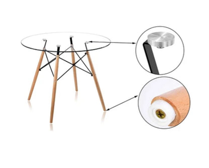 Mesa Eames Redonda Vidrio 120cm