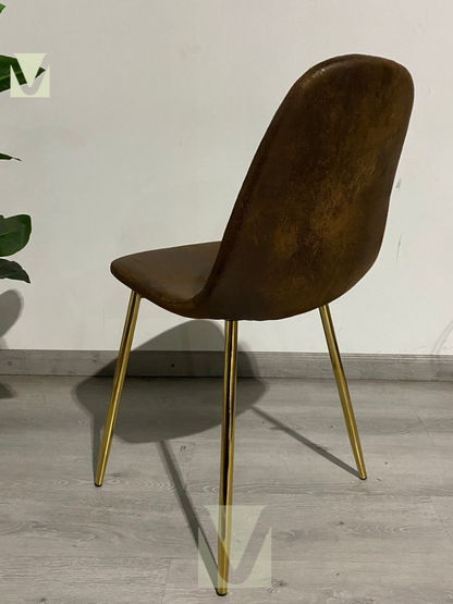 Silla Paris Ecocuero Vintage Patas Doradas