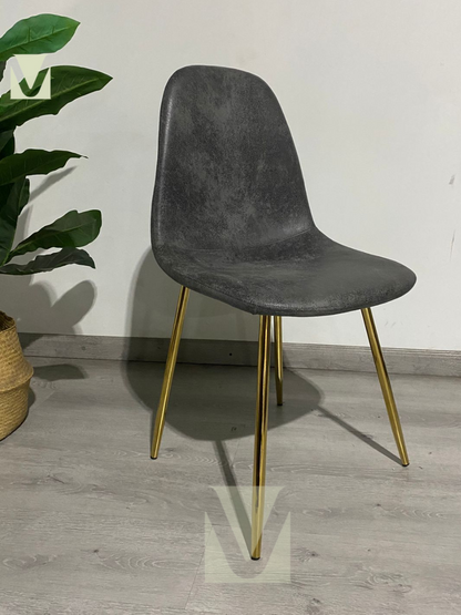 Silla Paris Ecocuero Vintage Patas Doradas