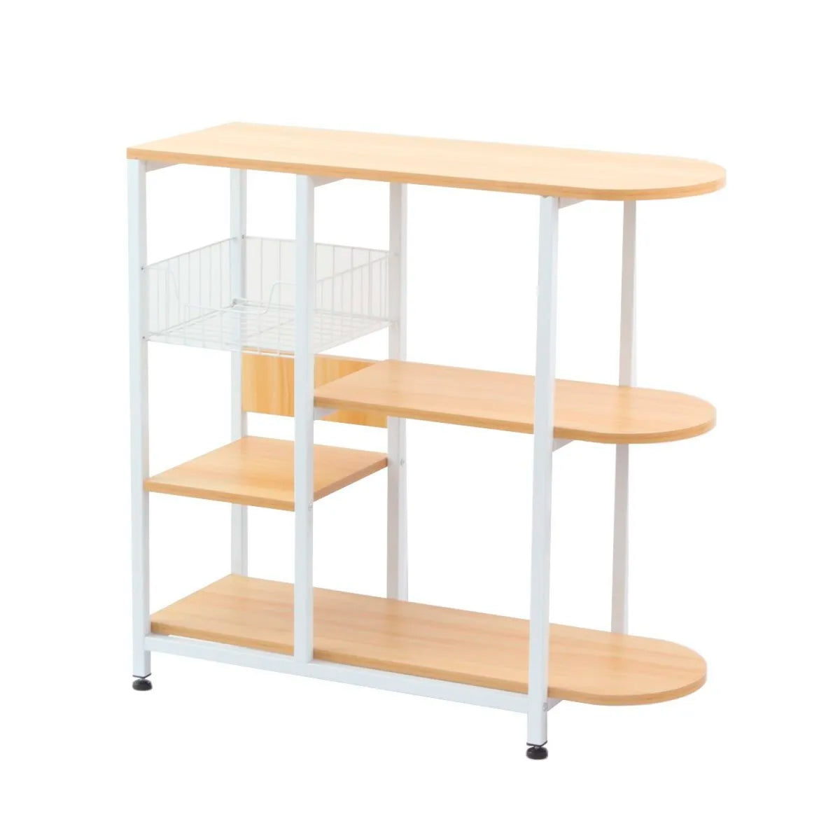 Mesa lateral para cocina de organización 3 niveles madera clara - Blanca