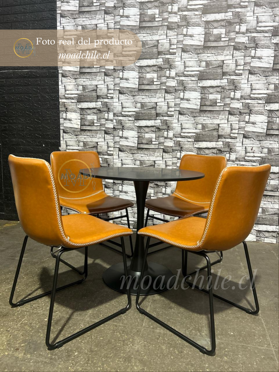 Comedor Redondo Baltimore Ecocuero 4P