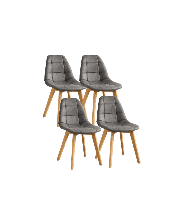 Pack 4 Sillas Capitone Ecocuero Vintage Wood