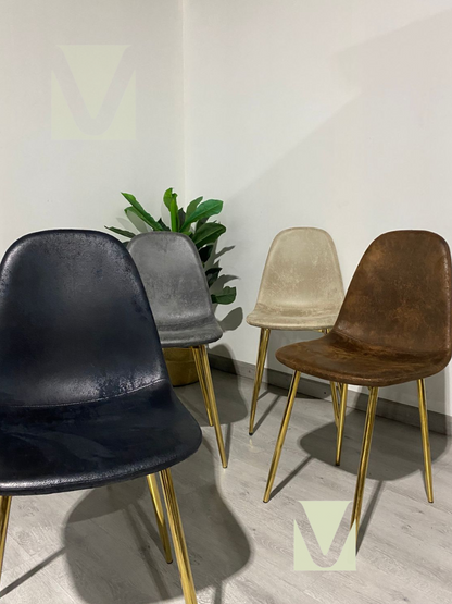 Silla Paris Ecocuero Vintage Patas Doradas