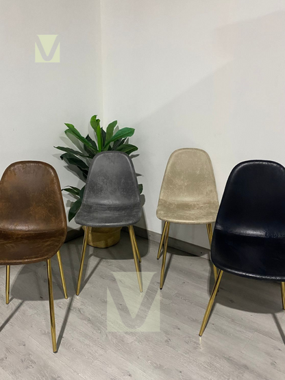 Silla Paris Ecocuero Vintage Patas Doradas