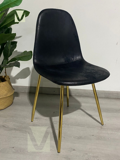 Silla Paris Ecocuero Vintage Patas Doradas