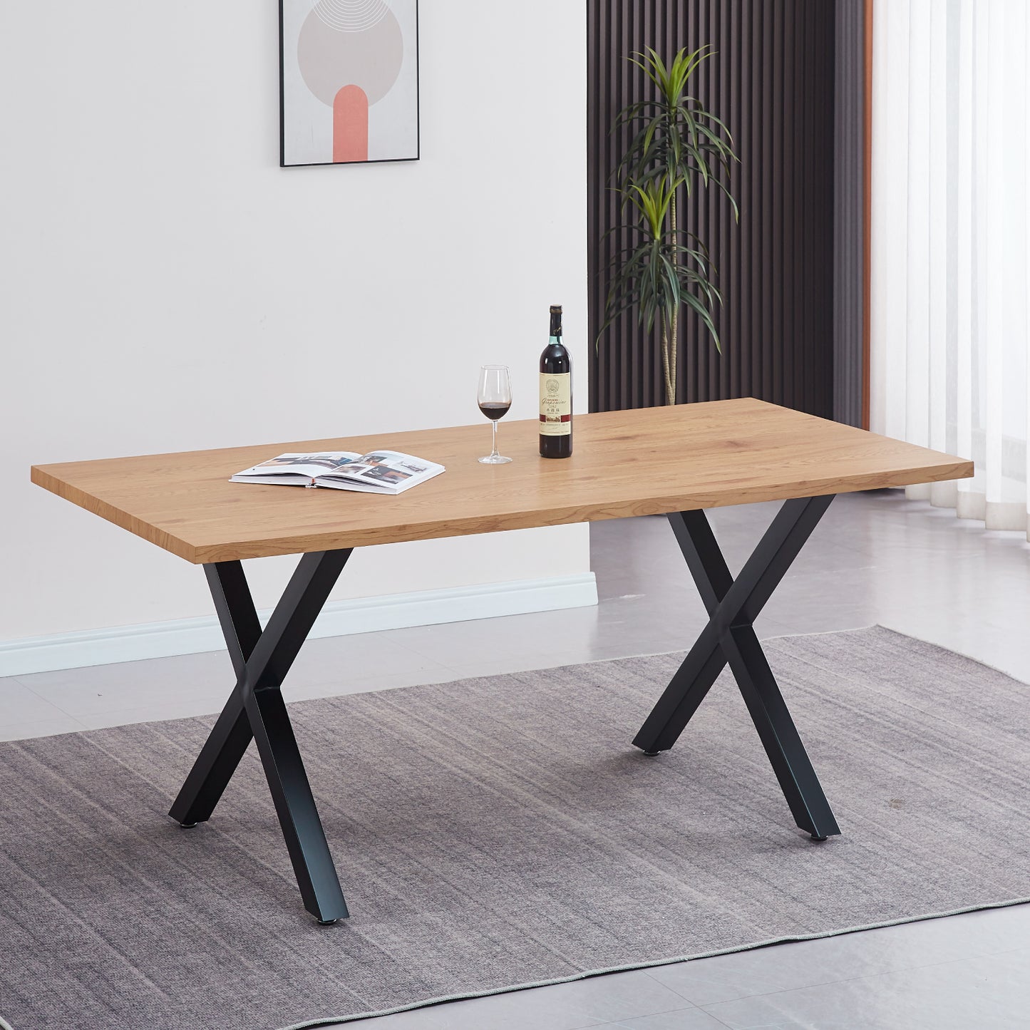 Mesa industrial Madera y Metal Cross 140x90