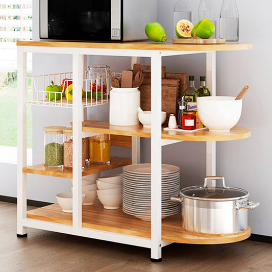 Mesa lateral para cocina de organización 3 niveles madera clara - Blanca
