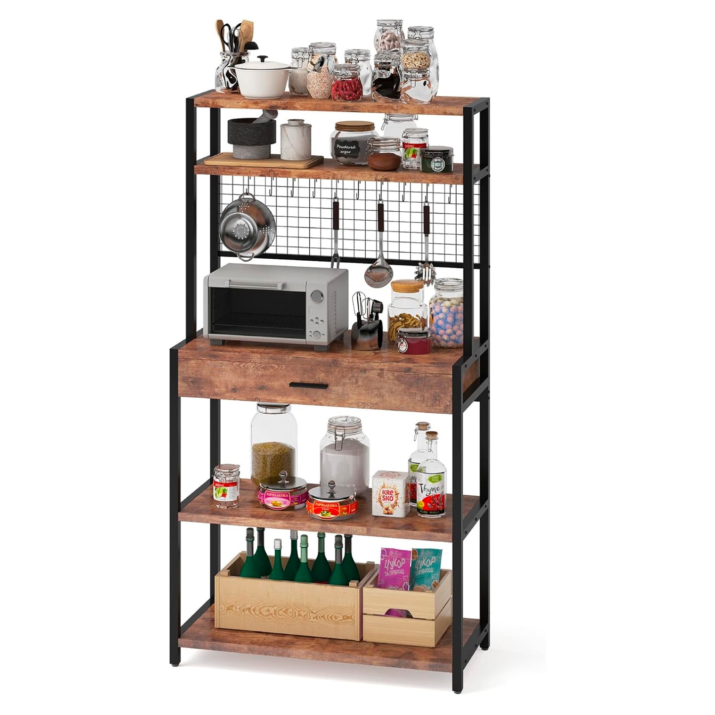 Rack organizador alto con cajón para cocina