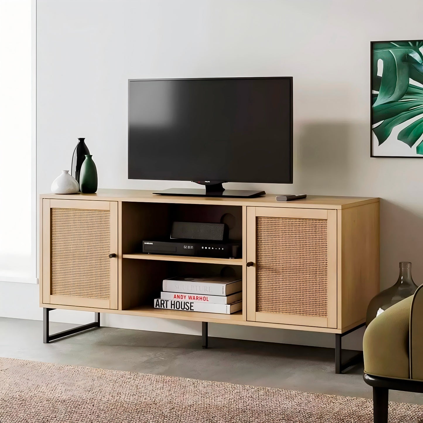 Rack de TV o Buffet Rattan Rustico Dos Puertas