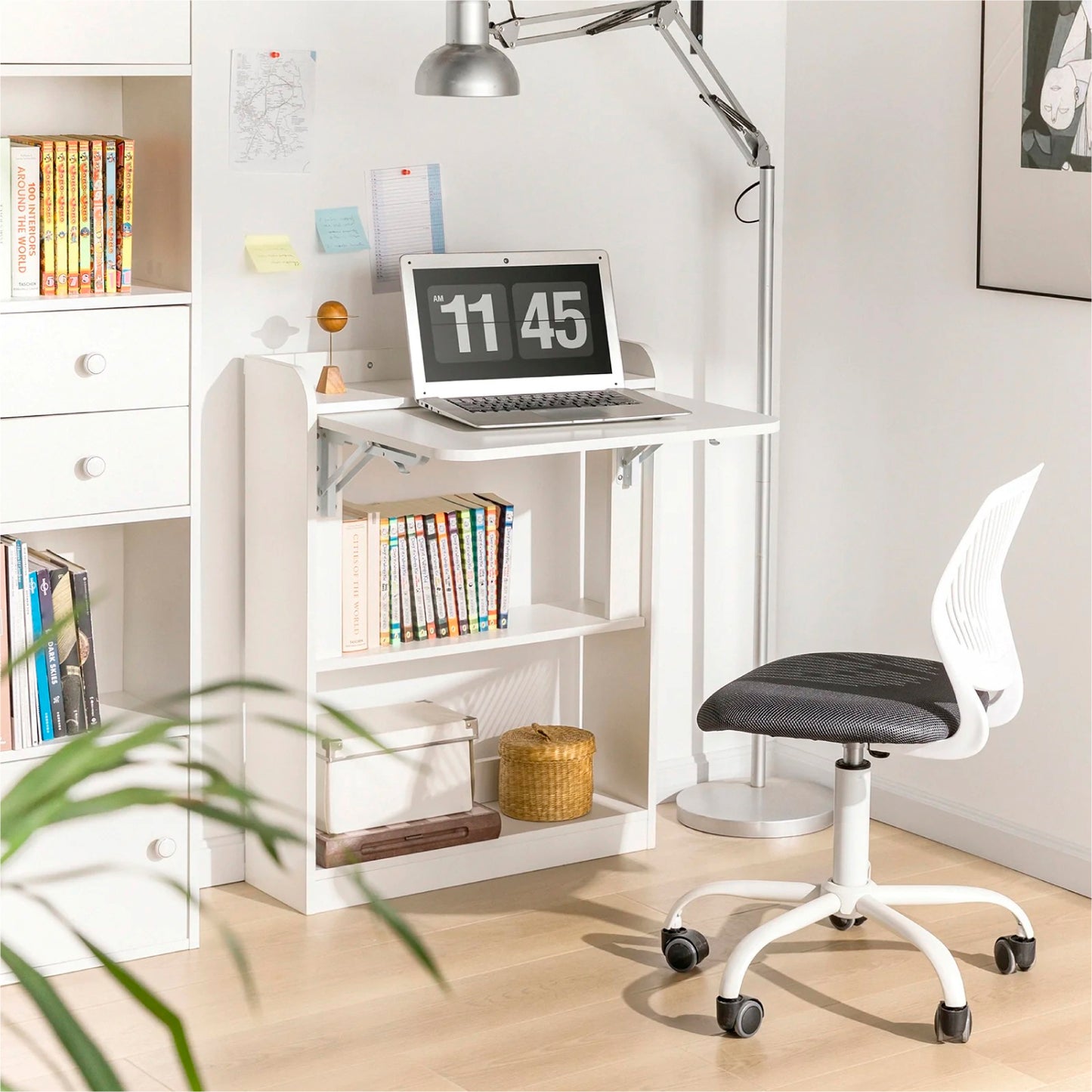 Escritorio Multifuncional Blanco - Compacto con Estanterías