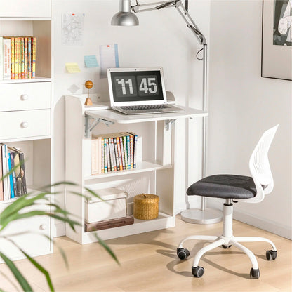 Escritorio Multifuncional Blanco - Compacto con Estanterías