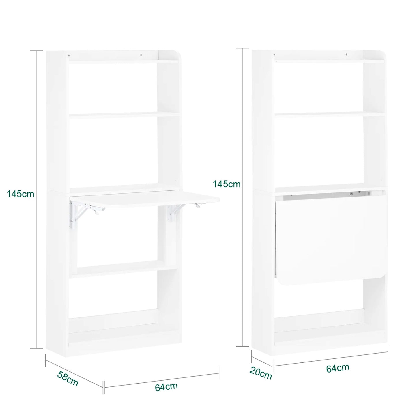Estantería con Escritorio Plegable Compacto - Blanco