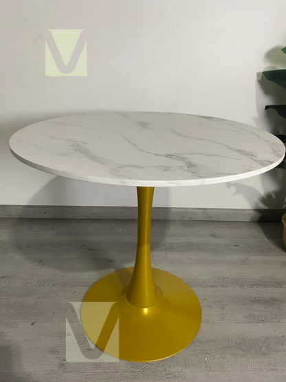 Mesa Tulip Gold MDF Simil Marmol 80cm