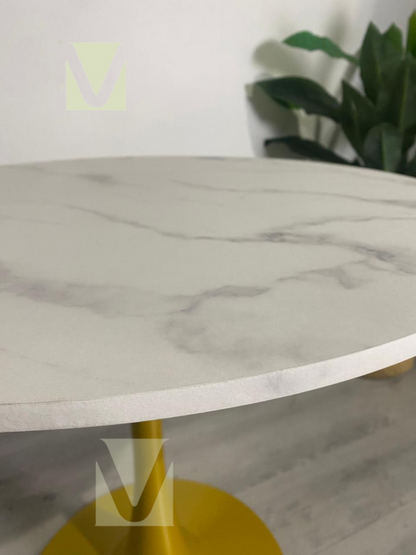 Mesa Tulip Gold MDF Simil Marmol 80cm