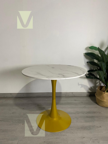 Mesa Tulip Gold MDF Simil Marmol 80cm
