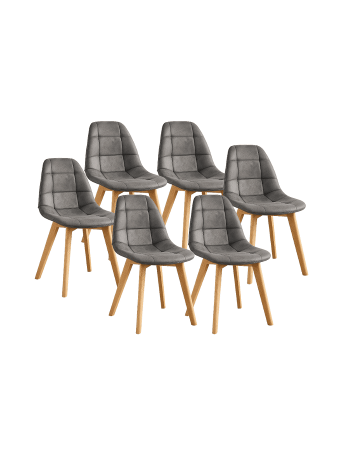 Pack 6 Sillas Capitone Ecocuero Vintage Wood