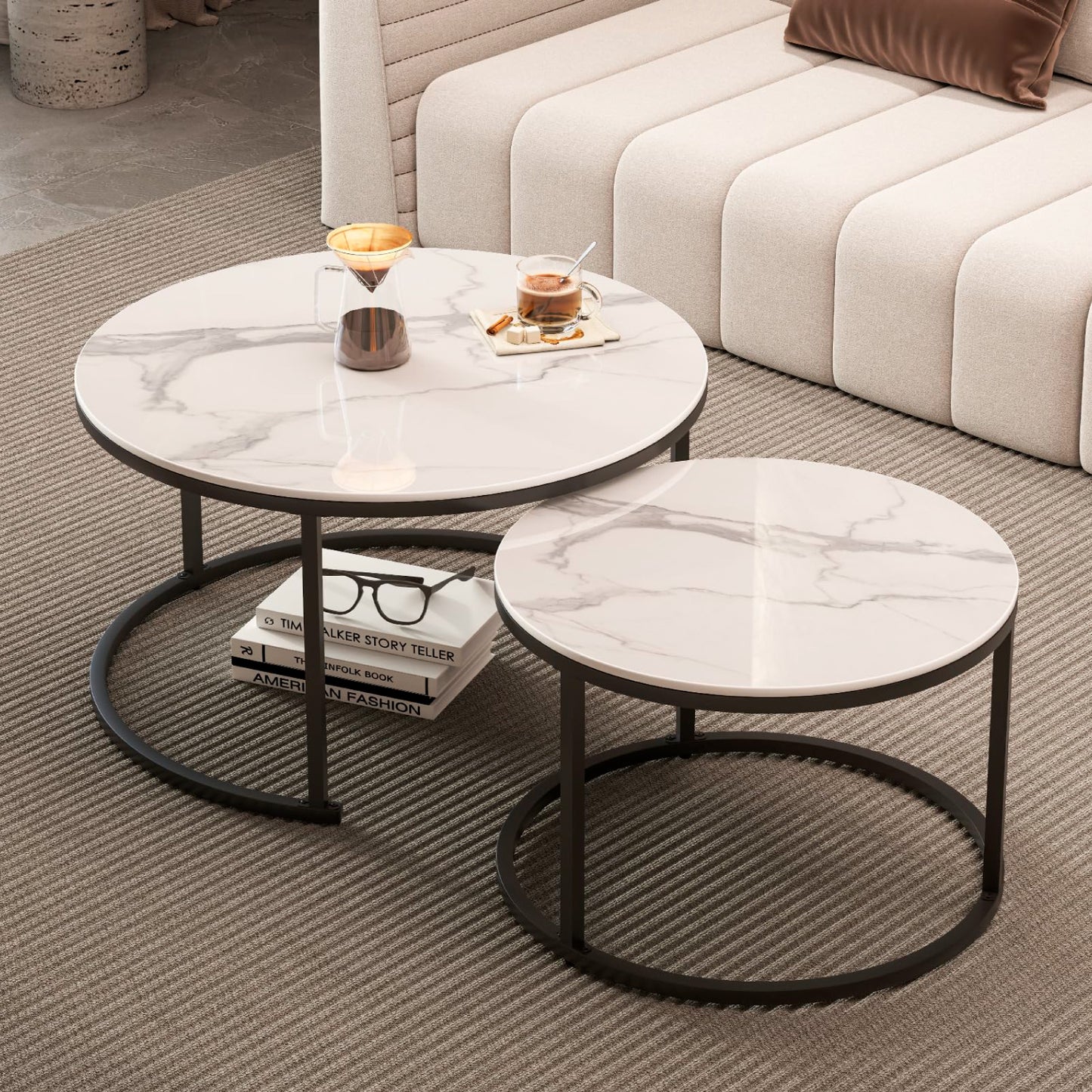 Mesa de centro Nido - Diseño de Marmol con base negra