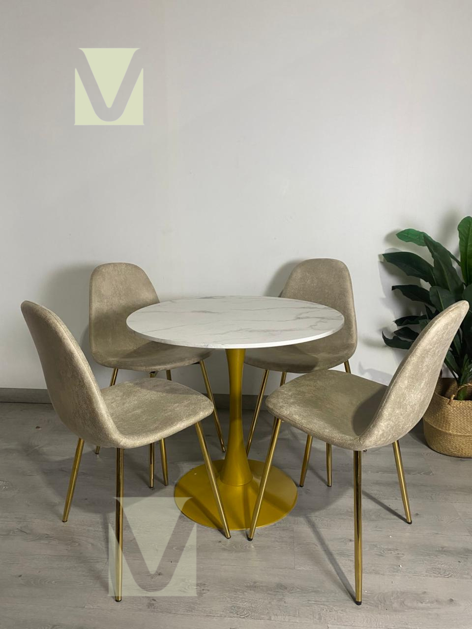 Comedor Alma tulip Vintage Gold 4P