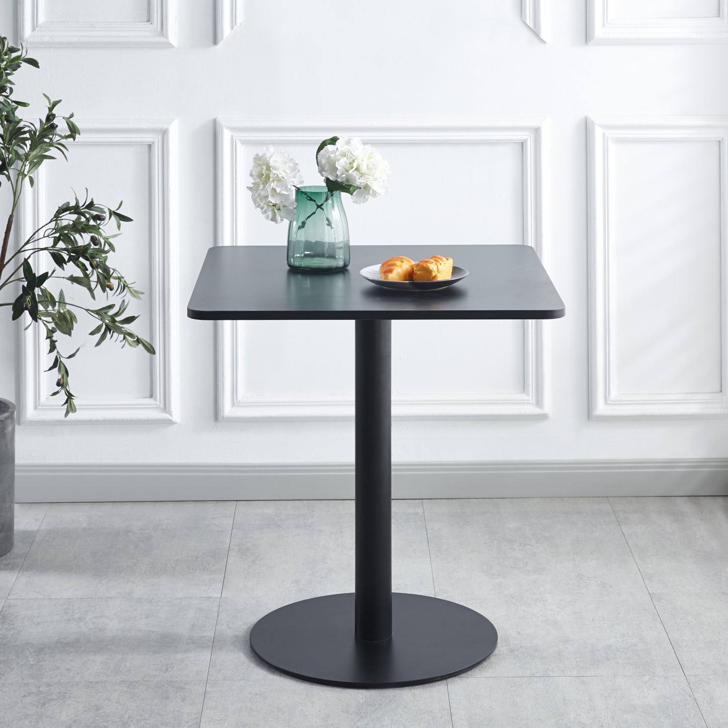 Mesa restaurant 70x70 Tubo Metal cubierta MDF