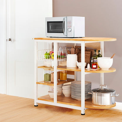 Mesa lateral para cocina de organización 3 niveles madera clara - Blanca