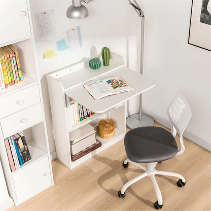 Escritorio Multifuncional Blanco - Compacto con Estanterías