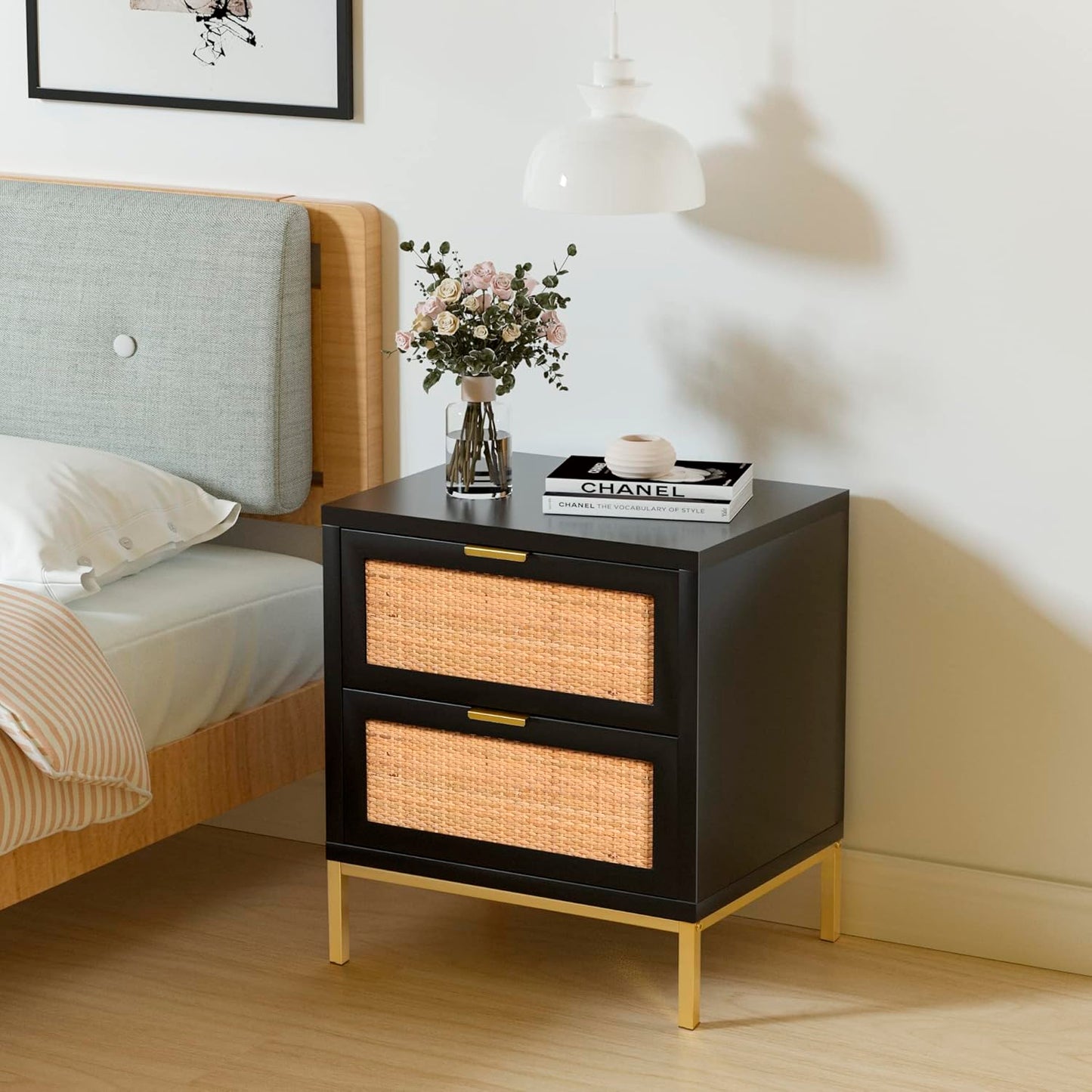 Velador Rattan Dark Dos Cajones