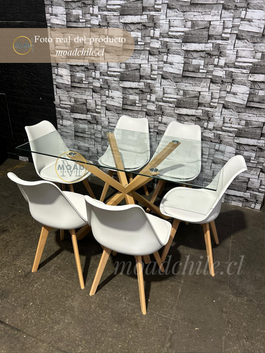 Comedor Rectangular Grecia Tulip Cross 6P