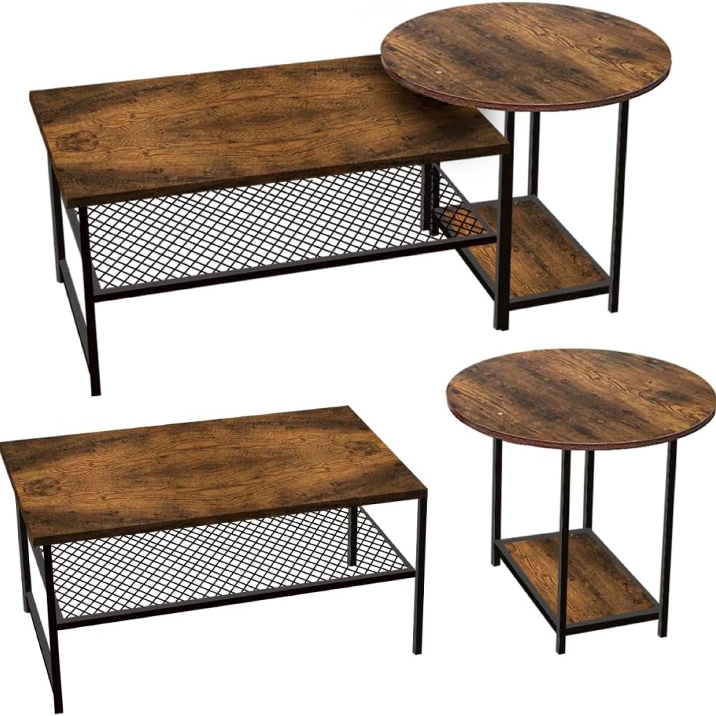 Set de Mesas de Centro Industrial en MDF - Diseño Dúo Modular