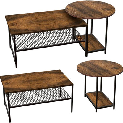 Set de Mesas de Centro Industrial en MDF - Diseño Dúo Modular