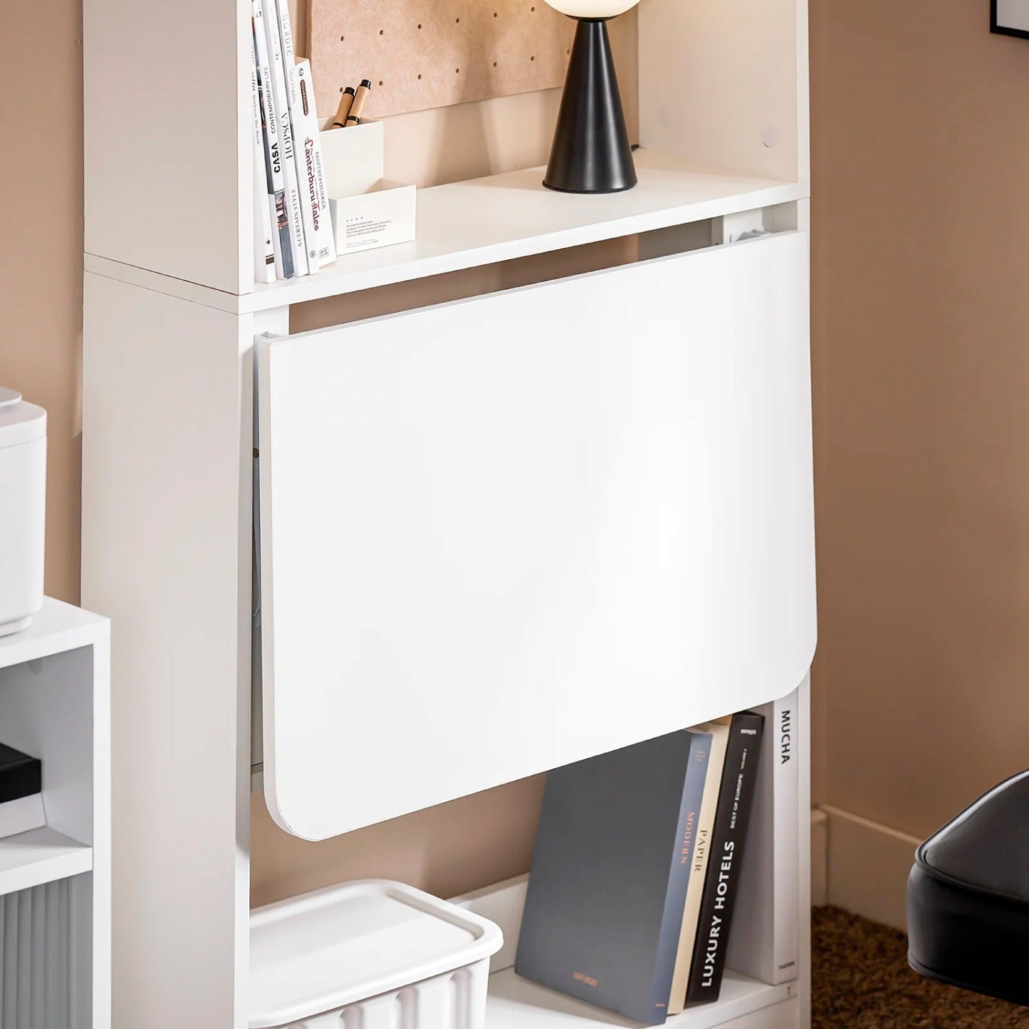 Estantería con Escritorio Plegable Compacto - Blanco