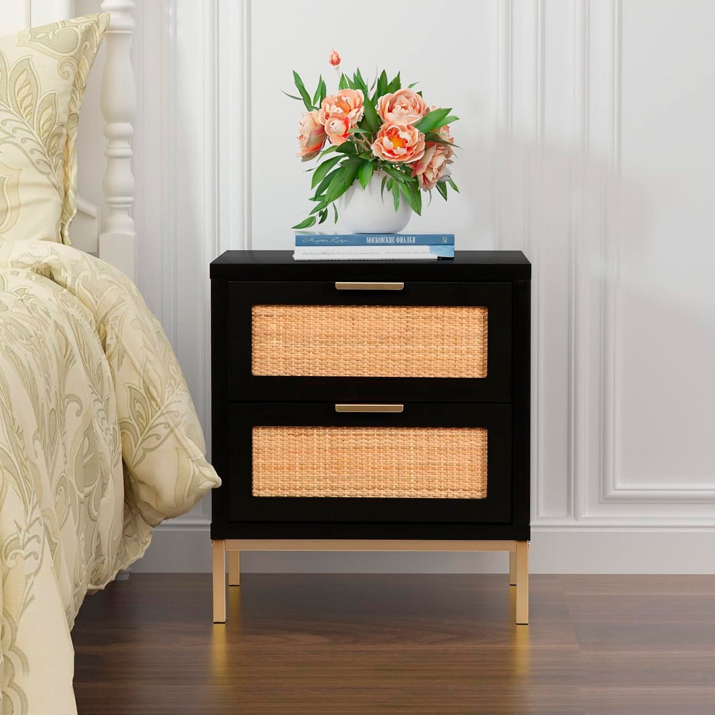 Velador Rattan Dark Dos Cajones