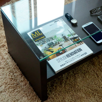 Mesa de centro moderna madera walnut wood vidrio