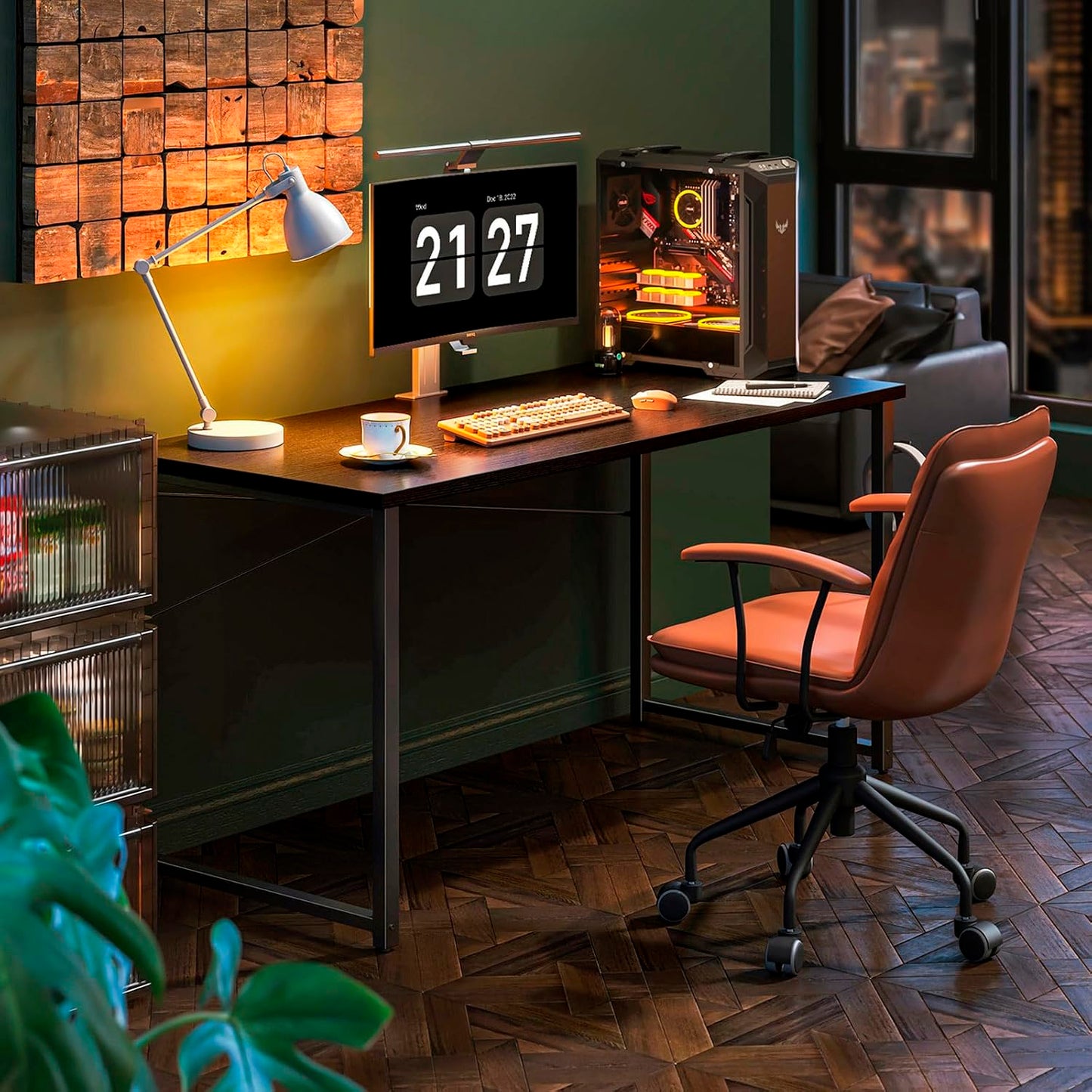 Escritorio Home Office Resistente Madera Negra 100cm