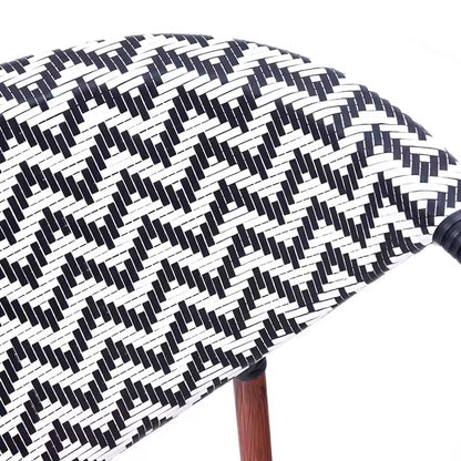 Silla Bistro Parisina Rattan con reposabrazos - Blanca con negro