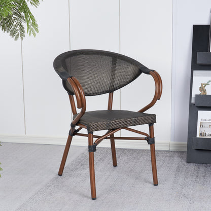 Silla Bistro Parisina Textileno con reposabrazos - Café Oscuro