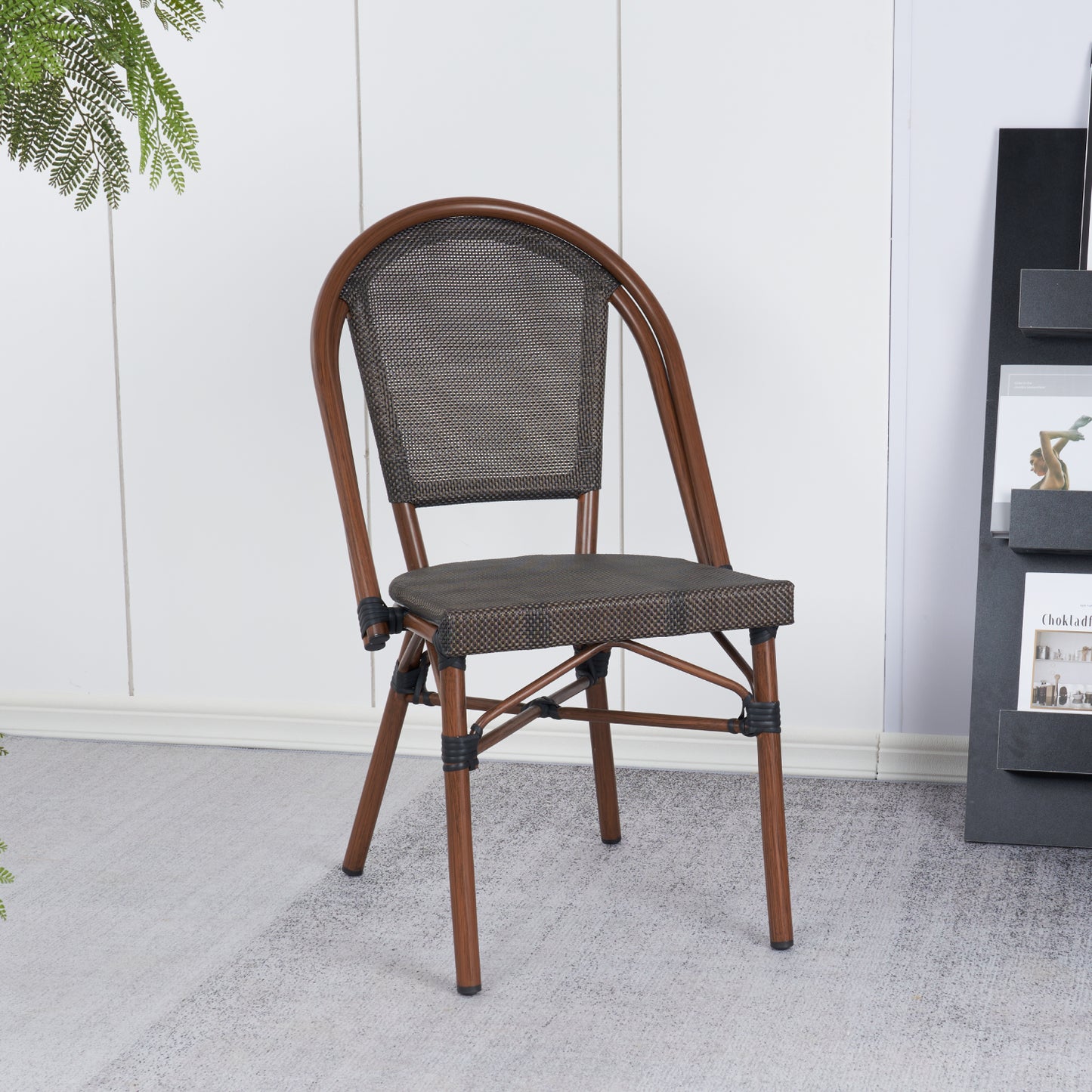 Silla Bistro Parisina Rattan Café oscuro
