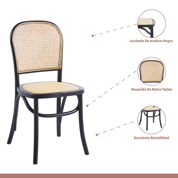 Silla Lombardia Madera Rattan