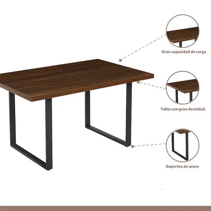 Mesa de Comedor Estilo Industrial 140x90 - Walnut