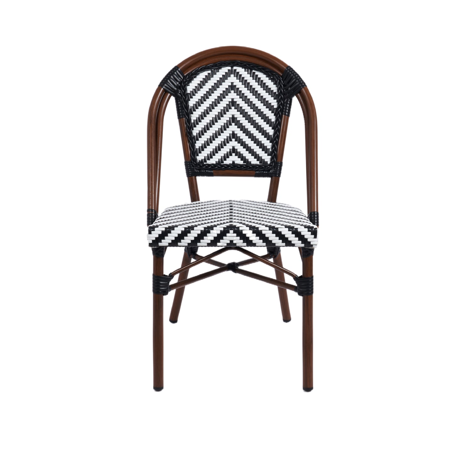 Silla Bistro Parisina Rattan Blanco y Negro