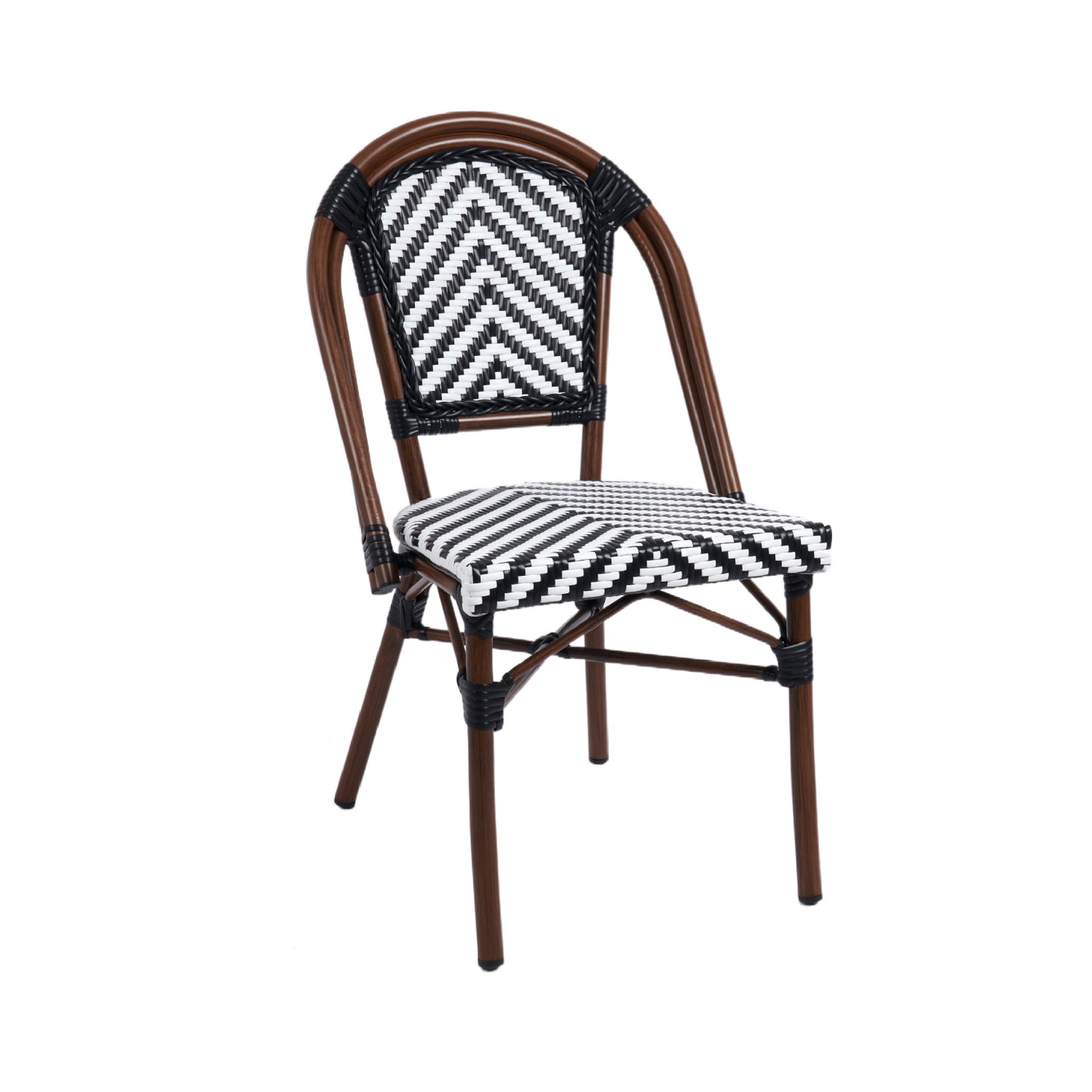 Silla Bistro Parisina Rattan Blanco y Negro