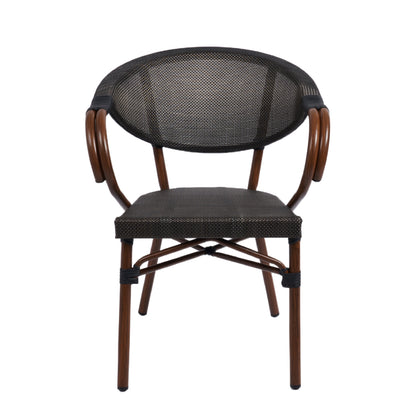Silla Bistro Parisina Textileno con reposabrazos - Café Oscuro