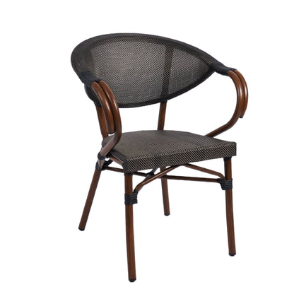 Silla Bistro Parisina Textileno con reposabrazos - Café Oscuro