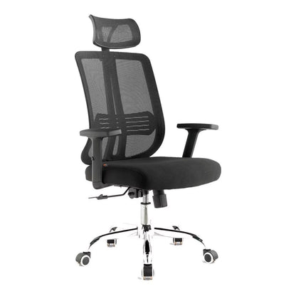 Silla de oficina mesh negra ejecutiva con apoyabrazos y cabeza
