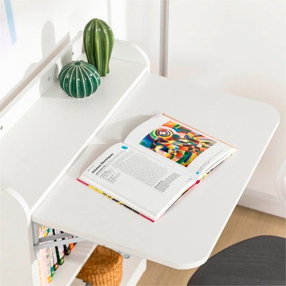 Escritorio Multifuncional Blanco - Compacto con Estanterías