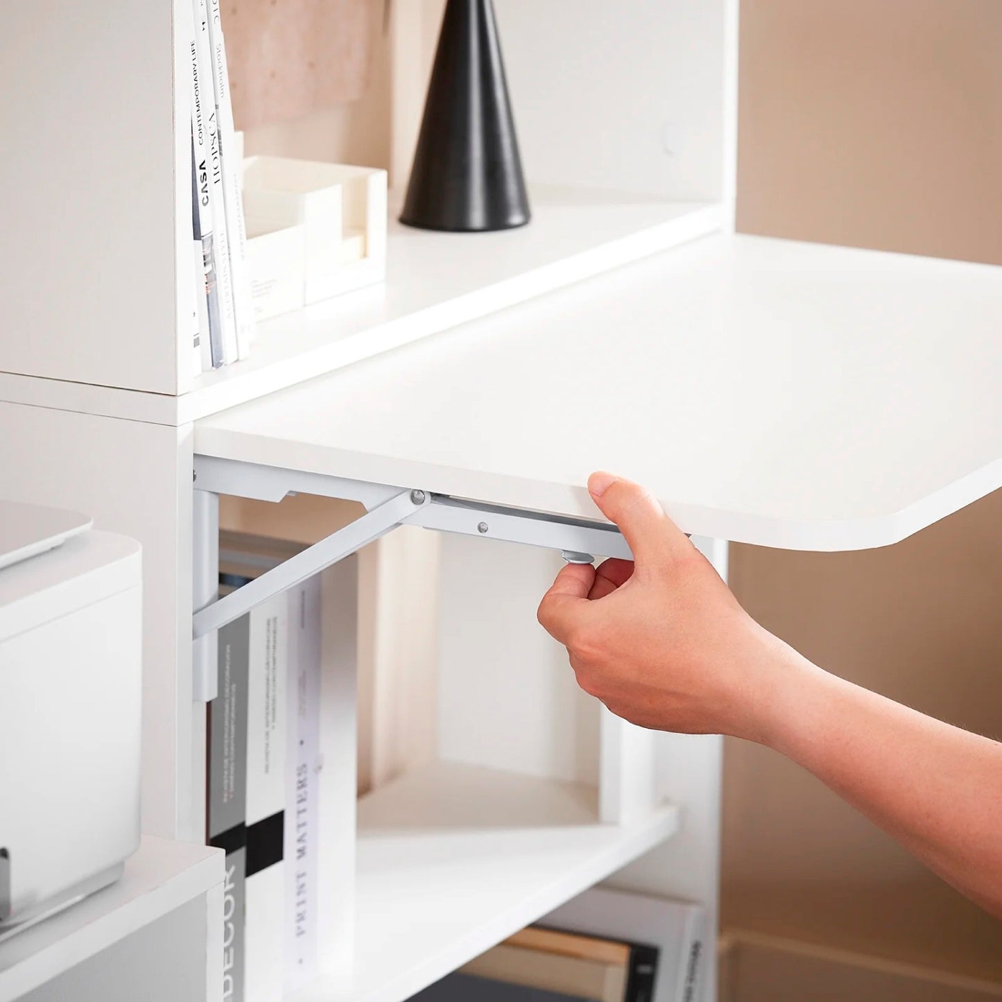 Estantería con Escritorio Plegable Compacto - Blanco