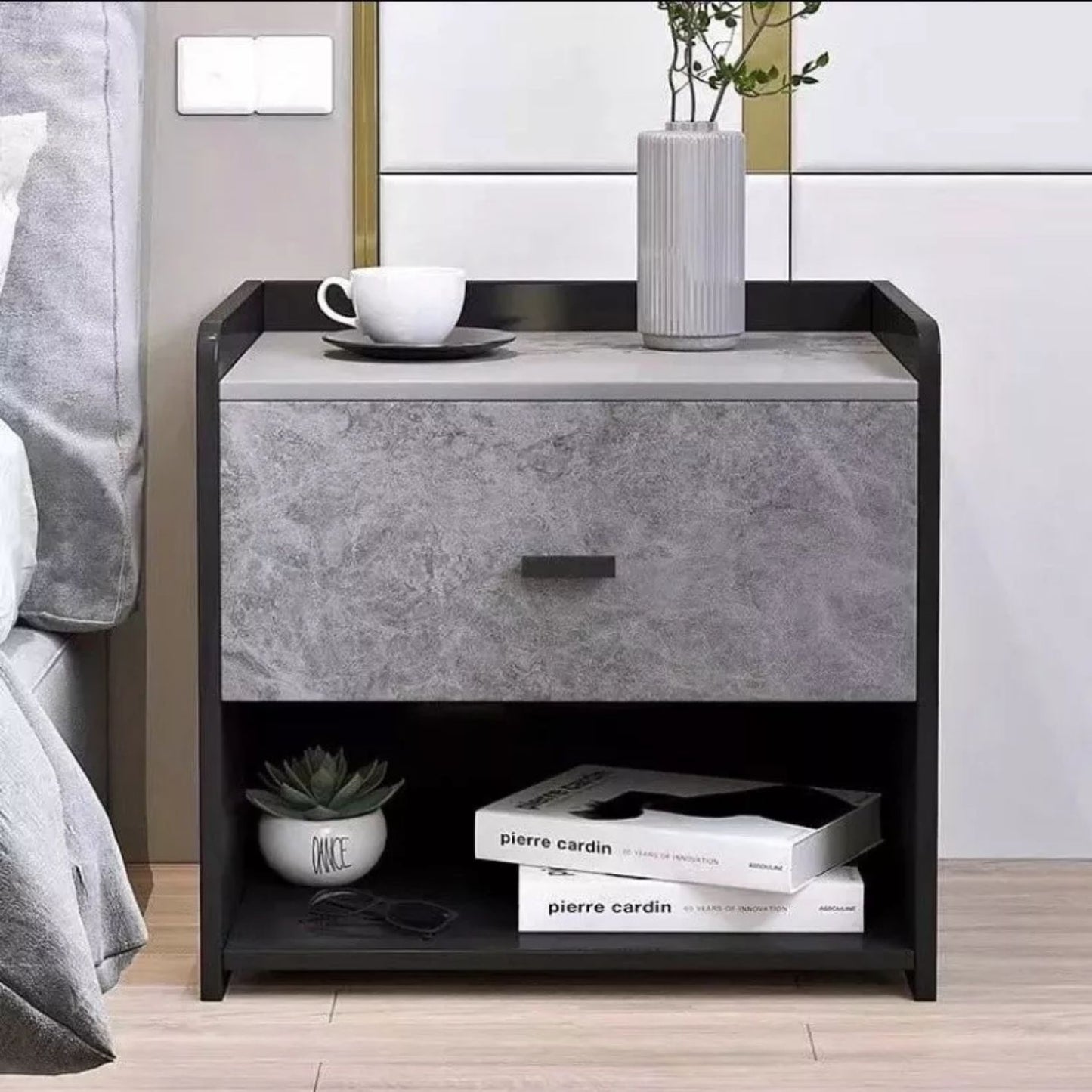 Velador Marmol MDF Gris