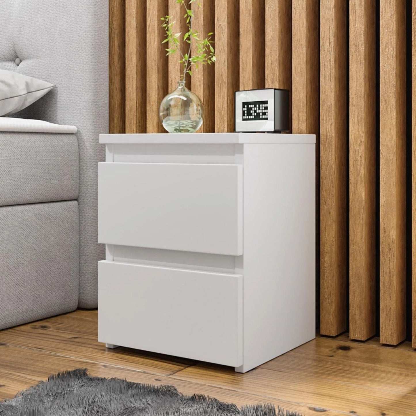 Velador Cajon Doble Minimal Blanco